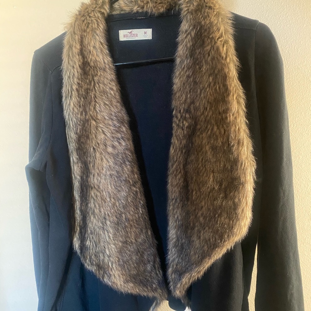 Holister faux fur cardigan